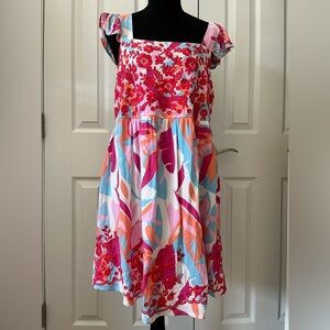 Emily Wonder Floral Embroidered Dress Pink Multi Size M